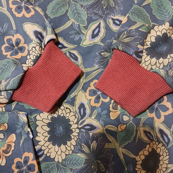 Natural Life Sweatshirt Hoodie OSPrinted Pullover Floral Pockets S/M Navy - Picture 6 of 10